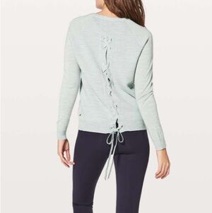 Lululemon Tied To You Sweater Merino Wool 4 Heathered Grey W3BBAS